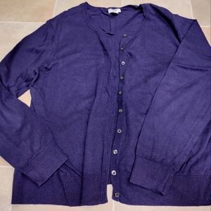 XXL Navy Button-down Long Sleeve Cardigan